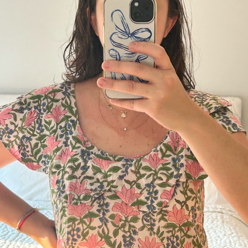 Le Bazar Coastal: Indian Block Print Maxi Dress with Scalloped neckline - Picture 4 of 6